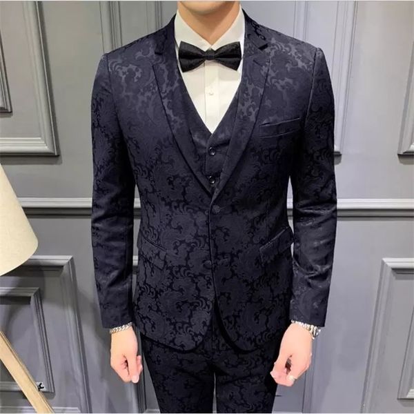 men's suits & blazers suit manly suits three black carve lapel jacquard groom men blazer -pants vest 7e53, White;black
men's suits & blazers suit manly suits three black carve lapel jacquard groom men blazer -pants vest 7e53, White;black
