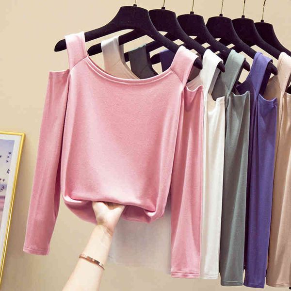 women's t-shirt shintimes short tee femme autumn woman tshirts t women off shoulder long sleeve slim womens clothing q1i, White
women's t-shirt shintimes short tee femme autumn woman tshirts t women off shoulder long sleeve slim womens clothing q1i, White