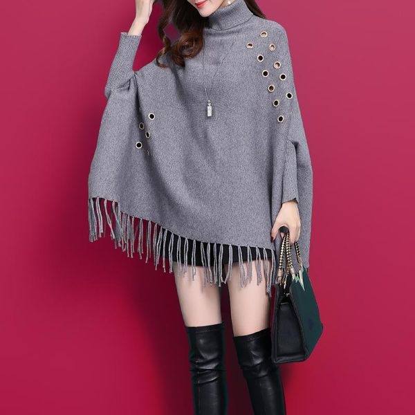 scarves latest turtleneck crochet poncho long sleeve winter tassel cape pullover sweater woven solid color shawl for women party, Blue;gray
scarves latest turtleneck crochet poncho long sleeve winter tassel cape pullover sweater woven solid color shawl for women party, Blue;gray