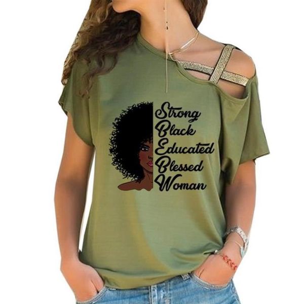 women's t-shirt for women strong black educated blessed woman custom color graphics letters print cross bandage, White
women's t-shirt for women strong black educated blessed woman custom color graphics letters print cross bandage, White