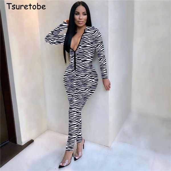 women's jumpsuits & rompers tsuretobe autumn bodycon zebra pattern jumpsuit women fashion long sleeve romper with zipper slim party ove, Black;white
women's jumpsuits & rompers tsuretobe autumn bodycon zebra pattern jumpsuit women fashion long sleeve romper with zipper slim party ove, Black;white