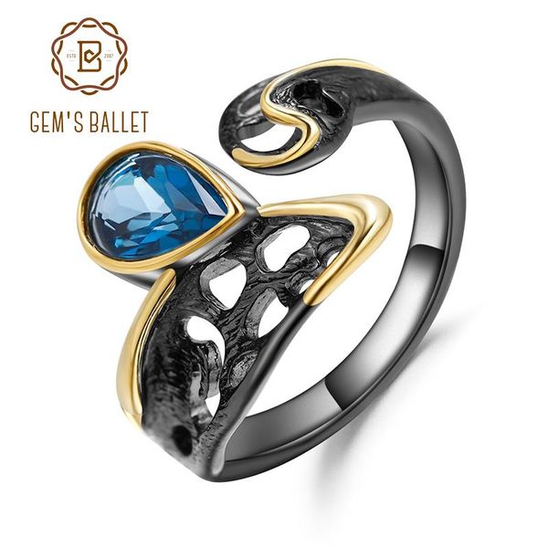 cluster rings gem's ballet 925 sterling silver original handmade open adjustable natural london blue z water drop ring for women, Golden;silver
cluster rings gem's ballet 925 sterling silver original handmade open adjustable natural london blue z water drop ring for women, Golden;silver