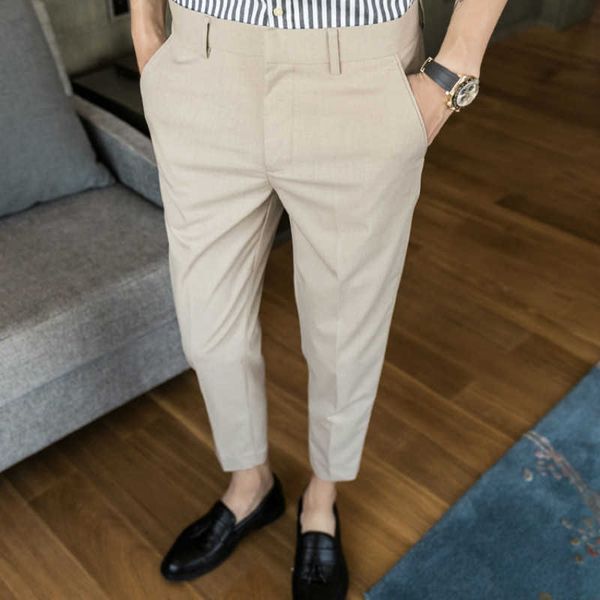 formal suits pants for men casual classic business dress pants solid color ankle length streetwear trousers costume homme 210527, White;black
formal suits pants for men casual classic business dress pants solid color ankle length streetwear trousers costume homme 210527, White;black