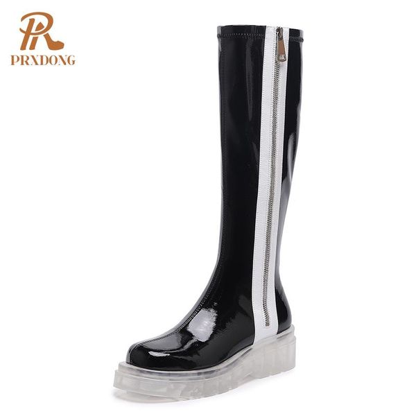boots fashion platform knee high mixed colors microfiber zip 2021 fall transparent bottom heels ladies casual concise shoes, Black
boots fashion platform knee high mixed colors microfiber zip 2021 fall transparent bottom heels ladies casual concise shoes, Black