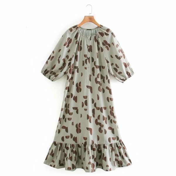 fashion women digital print o neck lantern sleeve midi dress female ruffled hem clothes casual lady loose vestido d7223 210430, Black;gray
fashion women digital print o neck lantern sleeve midi dress female ruffled hem clothes casual lady loose vestido d7223 210430, Black;gray