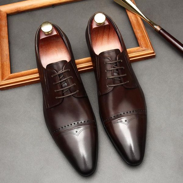 fashion lace up pointed toe waxing process genuine leather men dress shoes hollow carved mens formal wedding g51, Black
fashion lace up pointed toe waxing process genuine leather men dress shoes hollow carved mens formal wedding g51, Black