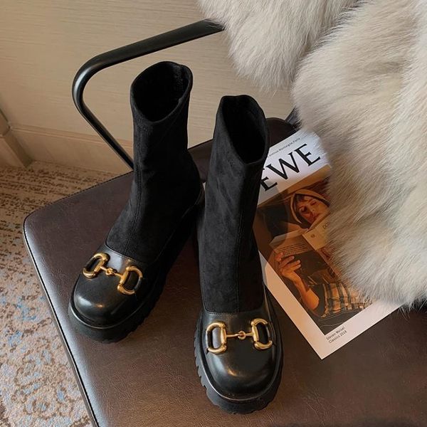 boots real pos women black leather short round toe elastic sock bottine femmes metal buckle platform zapatos de mujer botas
boots real pos women black leather short round toe elastic sock bottine femmes metal buckle platform zapatos de mujer botas