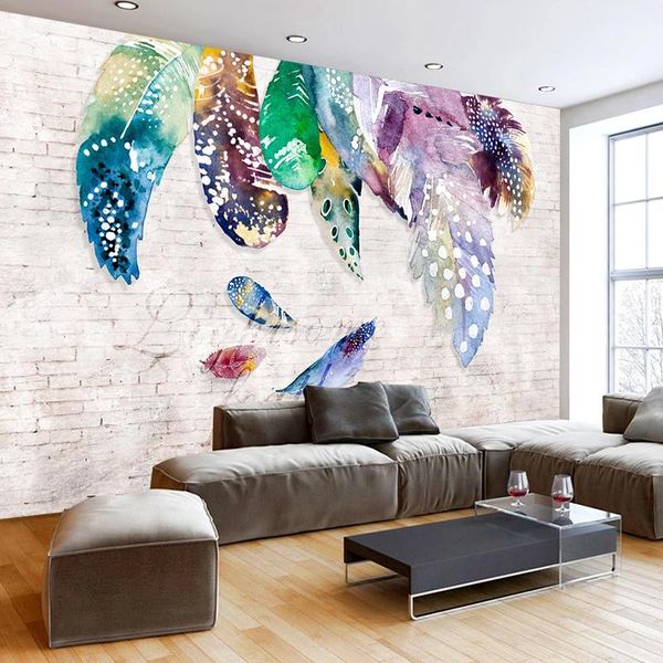 wallpapers custom po fashion retro brick wall colorful feathers background mural creative restaurant cafe decor 3d cloth
wallpapers custom po fashion retro brick wall colorful feathers background mural creative restaurant cafe decor 3d cloth