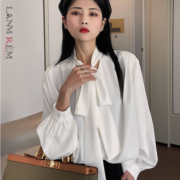 women white bandage bow blouse v-neck long sleeve loose fit lady shirt fashion spring summer 2e1970 210507
women white bandage bow blouse v-neck long sleeve loose fit lady shirt fashion spring summer 2e1970 210507