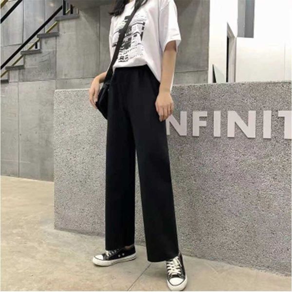 high waist wide leg pants women's drooping feeling summer thin 150 small straight casual quarter pants students loose and, Black;white
high waist wide leg pants women's drooping feeling summer thin 150 small straight casual quarter pants students loose and, Black;white