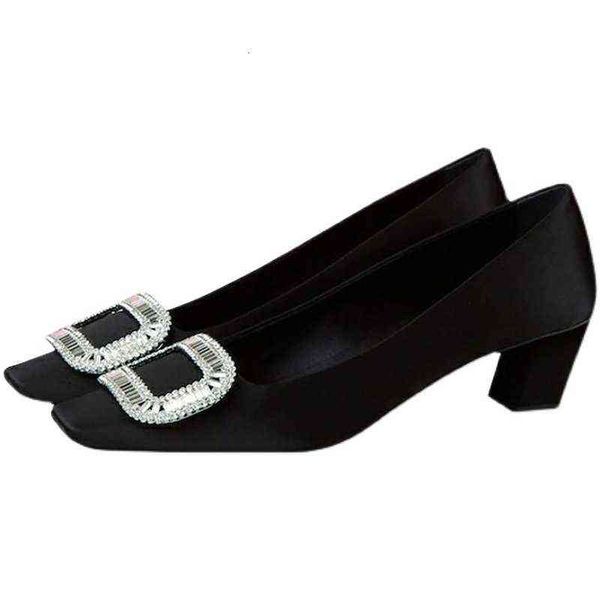women's formal shoes square head design sense of minority temperament high shallow mouth thick rhinestone rv square buckle net red midd, Black
women's formal shoes square head design sense of minority temperament high shallow mouth thick rhinestone rv square buckle net red midd, Black