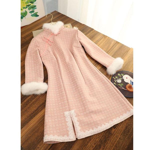 ethnic clothing warm woolen plaid chinese dress short women vintage button qipao full sleeve mandarin collar cheongsam winter elegant vestid, Red
ethnic clothing warm woolen plaid chinese dress short women vintage button qipao full sleeve mandarin collar cheongsam winter elegant vestid, Red
