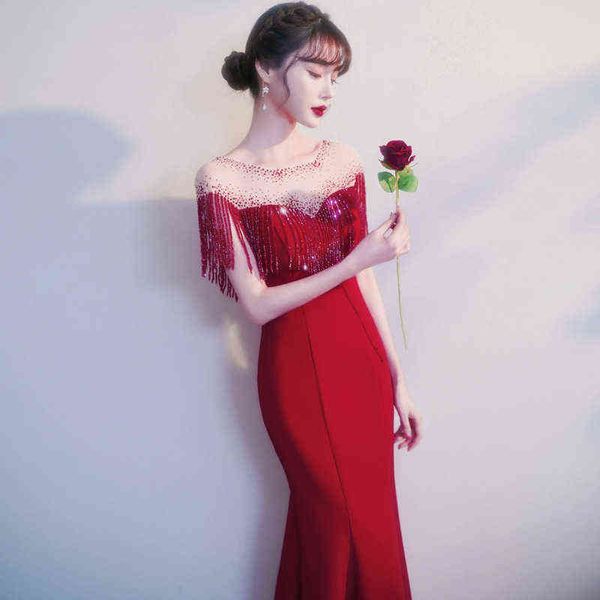 luxury street style dresses toast bride autumn wedding small red chorus performance evening hosts, Black;pink
luxury street style dresses toast bride autumn wedding small red chorus performance evening hosts, Black;pink