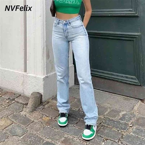 classic straight leg jeans for women loose high waist femme trousers fashion casual blue wash cotton denim mom baggy 210809
classic straight leg jeans for women loose high waist femme trousers fashion casual blue wash cotton denim mom baggy 210809