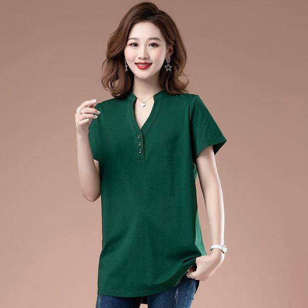 women's t-shirt elegant solid buttons women loose cotton breathable white v-neck short sleeve summer female plus size 2021
women's t-shirt elegant solid buttons women loose cotton breathable white v-neck short sleeve summer female plus size 2021