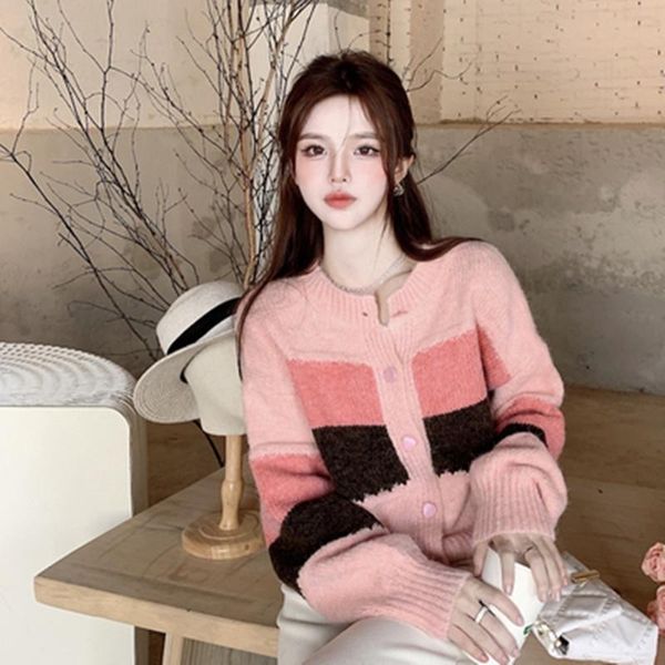 women's knits & tees colorblock knitted cardigan women autumn 2022 loose outer wear short sweater coat single-breasted striped commuter, White
women's knits & tees colorblock knitted cardigan women autumn 2022 loose outer wear short sweater coat single-breasted striped commuter, White