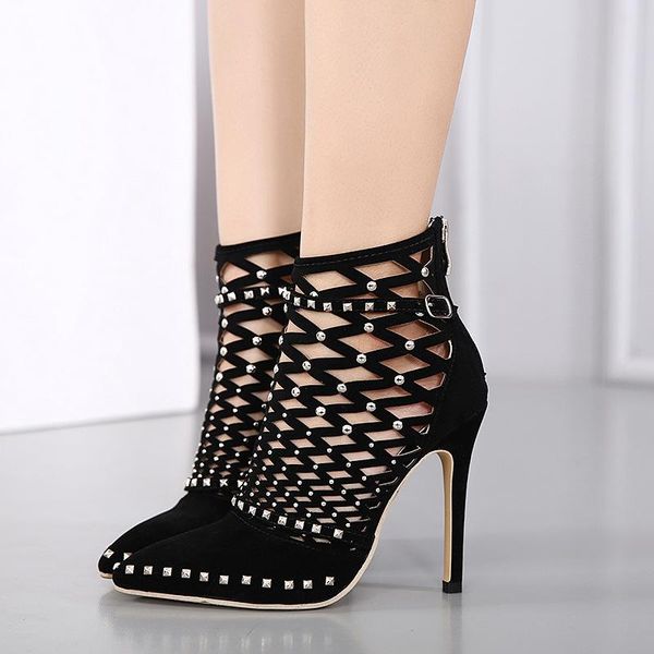 european fashion hollow out rivet sandals black pointed toe thin high heels shoes woman flock all match summer party sandalias
european fashion hollow out rivet sandals black pointed toe thin high heels shoes woman flock all match summer party sandalias
