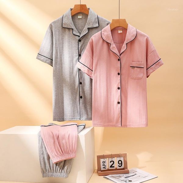 men's sleepwear couple pajamas set summer women/men cotton short sleeve nightwear simple daily casual turn-down collar female homewear, Black;brown
men's sleepwear couple pajamas set summer women/men cotton short sleeve nightwear simple daily casual turn-down collar female homewear, Black;brown