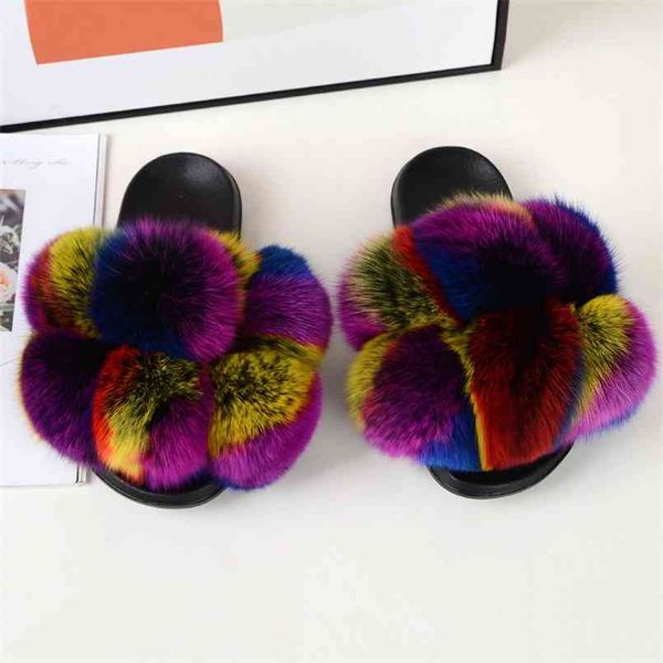 real fur slippers women summer slides female fluffy flip flops ry shoes with pom house natural sandals 210628, Black
real fur slippers women summer slides female fluffy flip flops ry shoes with pom house natural sandals 210628, Black