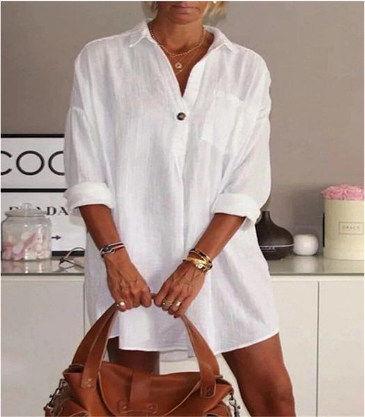 womens shirts five solid color lapel fashion women blouses female long sleeve casual blusas plus size, White
womens shirts five solid color lapel fashion women blouses female long sleeve casual blusas plus size, White