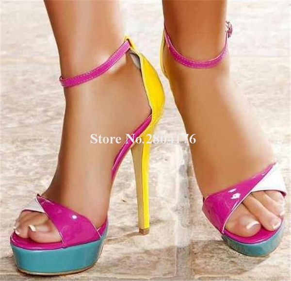 sandals est women open toe patchwork high platform stiletto heel mixed-colors ankle strap club shoes, Black
sandals est women open toe patchwork high platform stiletto heel mixed-colors ankle strap club shoes, Black