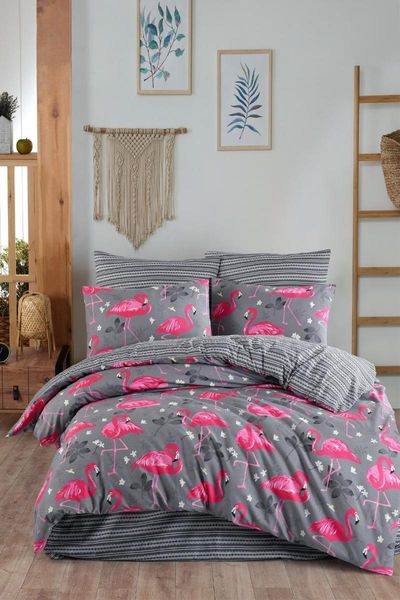 bedding sets flamingo gray 100% cotton double duvet cover set 8682572001139