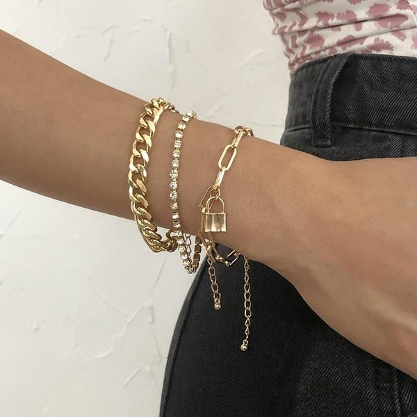 link, chain b1287 personality thick jewelry exaggerated hip-hop punk style hand accessories simple bracelet set girl, Black
link, chain b1287 personality thick jewelry exaggerated hip-hop punk style hand accessories simple bracelet set girl, Black