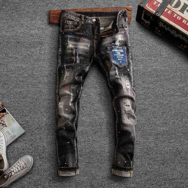 men's jeans fashion streetwear men elastic slim fit ripped cotton denim punk trousers retro black gray designer hip hop pencil pan, Blue
men's jeans fashion streetwear men elastic slim fit ripped cotton denim punk trousers retro black gray designer hip hop pencil pan, Blue