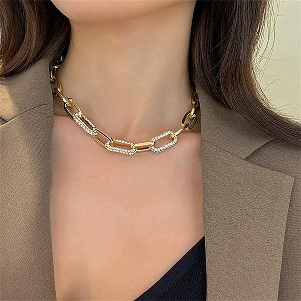 chains exaggerated large thick chain metal decorative necklace female tide clavicle flashing diamond stitching sweater, Silver
chains exaggerated large thick chain metal decorative necklace female tide clavicle flashing diamond stitching sweater, Silver