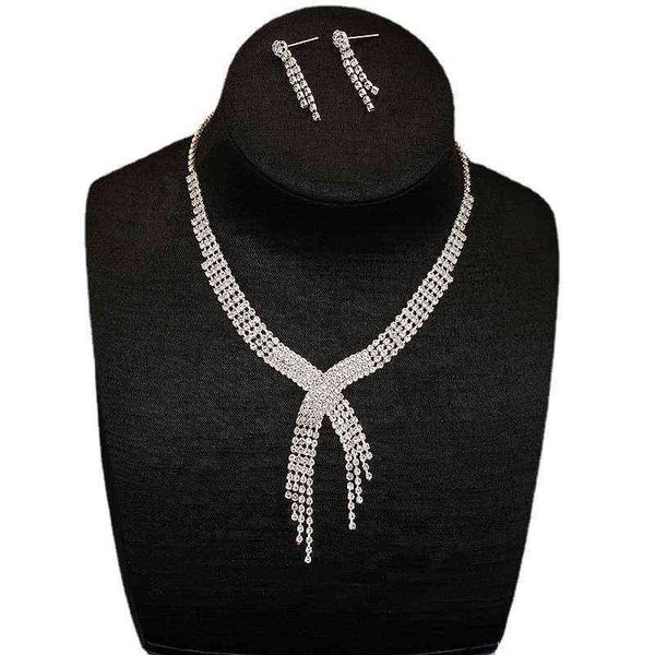 women's necklace earring set bride wedding dress tassel dinner party accessories, Silver
women's necklace earring set bride wedding dress tassel dinner party accessories, Silver