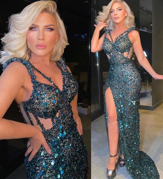 2022 plus size arabic aso ebi sparkly luxurious prom dresses deep v-neck high split evening formal party second reception gowns dress zj365, Black
2022 plus size arabic aso ebi sparkly luxurious prom dresses deep v-neck high split evening formal party second reception gowns dress zj365, Black