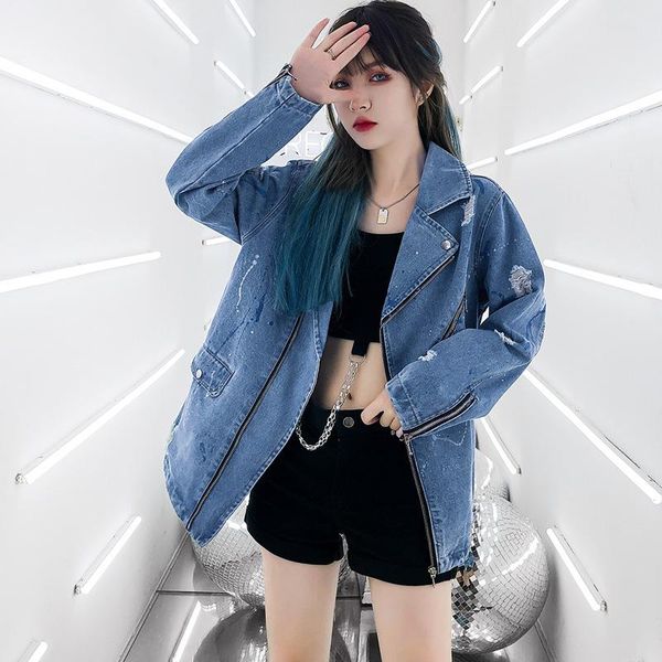 ripped zipper male and female students hand-painted printed jacket denim women women's jackets, Black;brown
ripped zipper male and female students hand-painted printed jacket denim women women's jackets, Black;brown