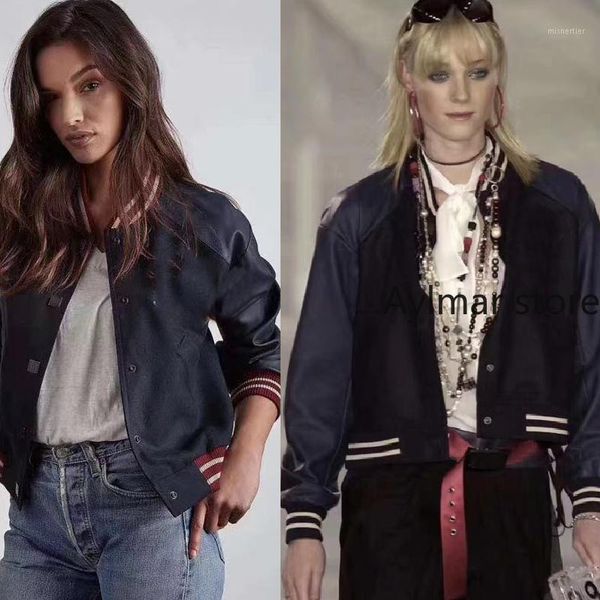 women's jackets 2021 autumn winter fashion navy cashmere baseball jacket vintage stitching short coat woman, Black;brown
women's jackets 2021 autumn winter fashion navy cashmere baseball jacket vintage stitching short coat woman, Black;brown