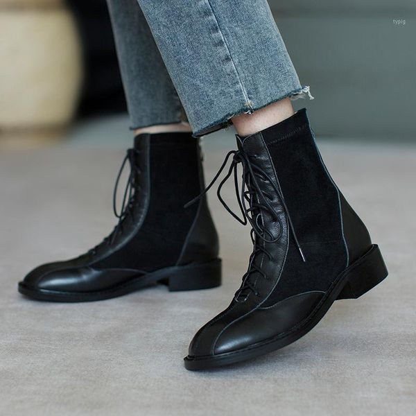 boots punk women ankle autumn winter patchwork genuine leather low heels night club shoes woman cross tied motocycle 1 5nft, Black
boots punk women ankle autumn winter patchwork genuine leather low heels night club shoes woman cross tied motocycle 1 5nft, Black