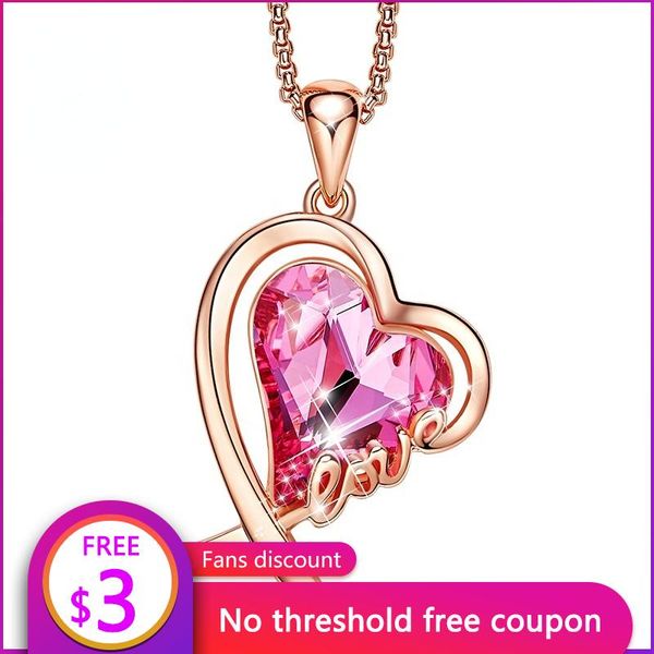 pendant necklaces rieen rose gold love valentine's day necklace fashion simple pink crystal letter trend clavicle chain female, Silver
pendant necklaces rieen rose gold love valentine's day necklace fashion simple pink crystal letter trend clavicle chain female, Silver
