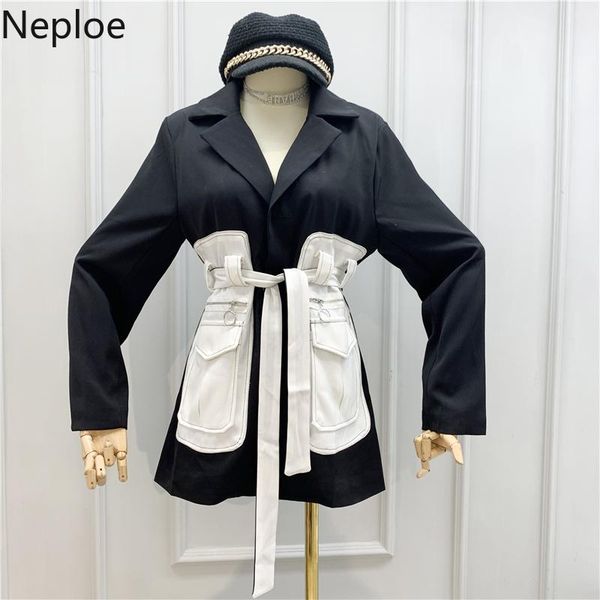 women's suits & blazers neploe 2021 spring notched neck full sleeve patchwork pocket black blazer korea style fashion trend coats 4995, White;black
women's suits & blazers neploe 2021 spring notched neck full sleeve patchwork pocket black blazer korea style fashion trend coats 4995, White;black