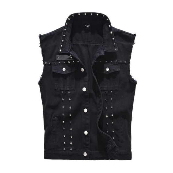 men's vests style denim vest men punk rock rivet black jeans fashion motorcycle sleeveless jacket m-5xl, Black;white
men's vests style denim vest men punk rock rivet black jeans fashion motorcycle sleeveless jacket m-5xl, Black;white