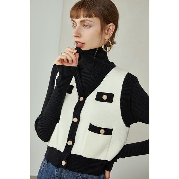 women's sweaters fansilanen women's waistcoat vest short contrast sleeveless jacket cut-off sweater ltto, White;black
women's sweaters fansilanen women's waistcoat vest short contrast sleeveless jacket cut-off sweater ltto, White;black