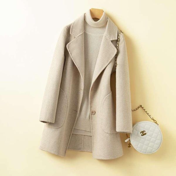 women's wool & blends 2021 autumn and winter temperament double-sided woolen coat women pure plaid single-breasted cashmere outerwear c, Black
women's wool & blends 2021 autumn and winter temperament double-sided woolen coat women pure plaid single-breasted cashmere outerwear c, Black