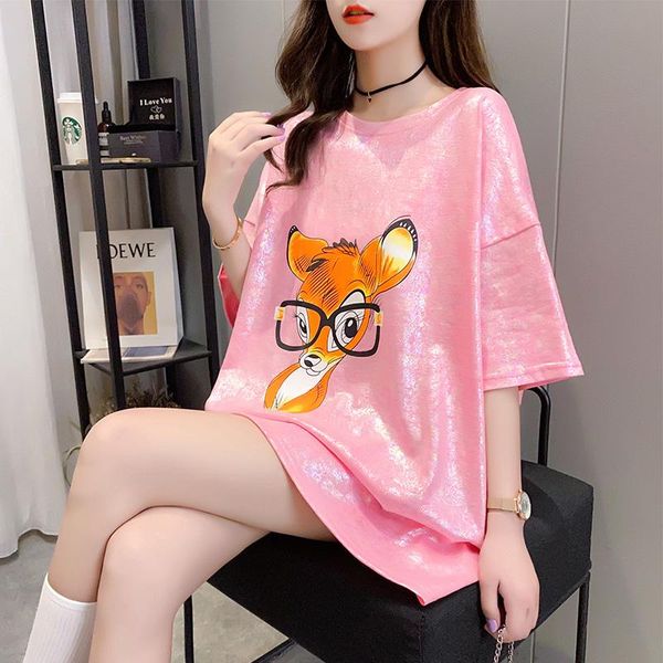 women's t-shirt #0723 korean fashion shiny female loose casual womens tee shirts o neck animal printed t shirt for girl summer, White
women's t-shirt #0723 korean fashion shiny female loose casual womens tee shirts o neck animal printed t shirt for girl summer, White