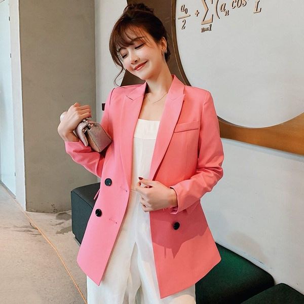 women's suits & blazers solid long style black women jacket and blazer notched female sleeve double breasted office lady, White;black
women's suits & blazers solid long style black women jacket and blazer notched female sleeve double breasted office lady, White;black