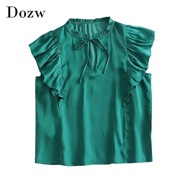 chic women green ruffle blouses bow tie hollow out shirt female short sleeve solid casual blouse blusas mujer 210414, White
chic women green ruffle blouses bow tie hollow out shirt female short sleeve solid casual blouse blusas mujer 210414, White
