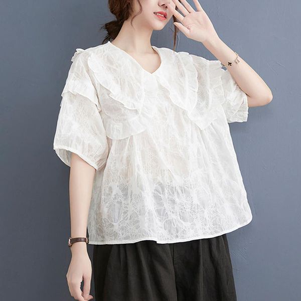 women's blouses & shirts vanovich fashion women solid color pluz size wild ladies summer 2021 short sleeve casual clothing, White
women's blouses & shirts vanovich fashion women solid color pluz size wild ladies summer 2021 short sleeve casual clothing, White