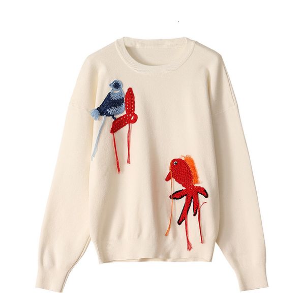 women's sweaters ladies casual pullover winter women clothes 2021 long-sleeved o-neck goldfish bird embroidery slim knit black white sw, White;black
women's sweaters ladies casual pullover winter women clothes 2021 long-sleeved o-neck goldfish bird embroidery slim knit black white sw, White;black