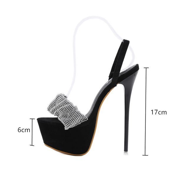 sandals 17cm ultra salto alto sandálias femininas moda plataforma cunhas strass estilingue gladiador verão festa clube sapatos b5rl, Black 
sandals 17cm ultra salto alto sandálias femininas moda plataforma cunhas strass estilingue gladiador verão festa clube sapatos b5rl, Black