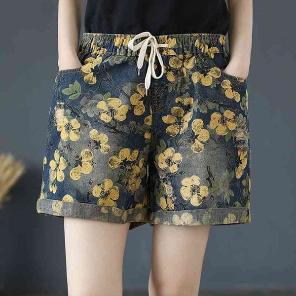 summer fashion print floral shorts curling elastic waist drawstring denim shorts women all-match pocket feminino short pants, White;black
summer fashion print floral shorts curling elastic waist drawstring denim shorts women all-match pocket feminino short pants, White;black