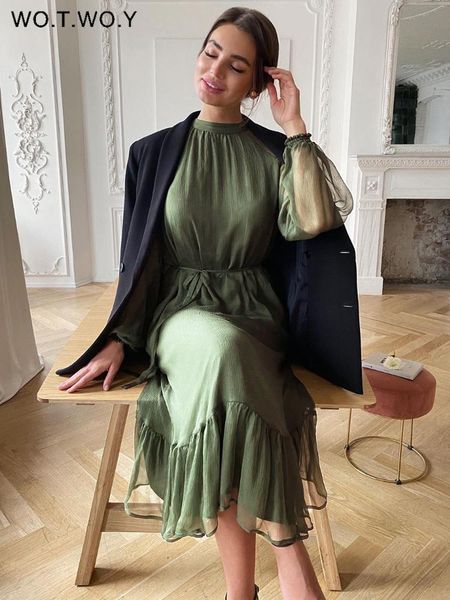 high waist loose chiffon dress women long sleeve mesh ruffles maxi dresses female casual solid vestido feminino ladies, Black;gray
high waist loose chiffon dress women long sleeve mesh ruffles maxi dresses female casual solid vestido feminino ladies, Black;gray