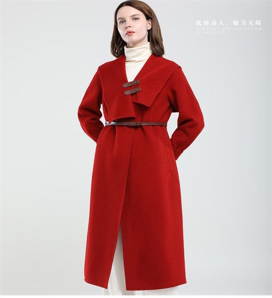 women's wool & blends european and american style women coat autumn middle long double faced woolen jackets flb02, Black
women's wool & blends european and american style women coat autumn middle long double faced woolen jackets flb02, Black