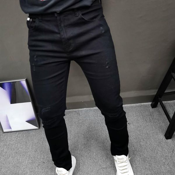 men's jeans autumn men slim korean skinny black straight leg pants ripped tights motorcycle jean homme marque de luxe, Blue
men's jeans autumn men slim korean skinny black straight leg pants ripped tights motorcycle jean homme marque de luxe, Blue
