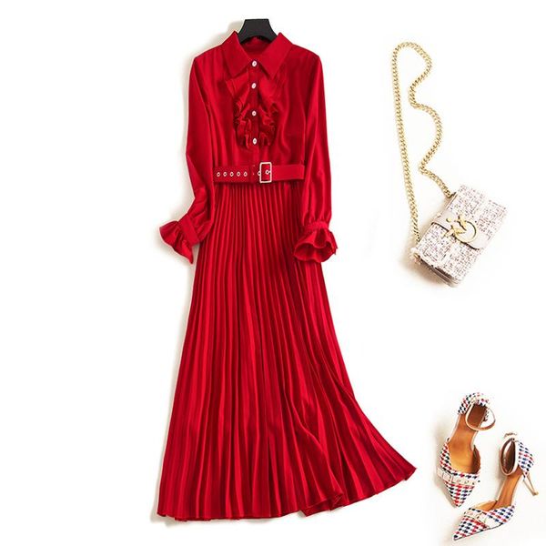 casual dresses spring autumn shirt dress 2021 ladies turn down collar pleated ruffled lace up french vintage long a-line red, Black;gray
casual dresses spring autumn shirt dress 2021 ladies turn down collar pleated ruffled lace up french vintage long a-line red, Black;gray